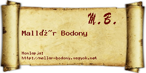 Mallár Bodony névjegykártya